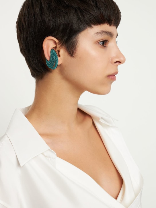 So-le Studio: Clous d'oreilles en cuir Lieve - Turquoise - women_1 | Luisa Via Roma