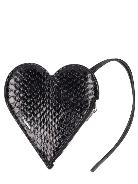 Jil Sander: Heart-shaped snakeskin pouch - Black - women_0 | Luisa Via Roma