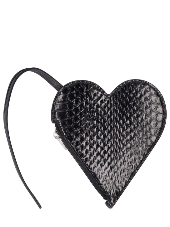 Jil Sander: Heart-shaped snakeskin pouch - Black - women_1 | Luisa Via Roma
