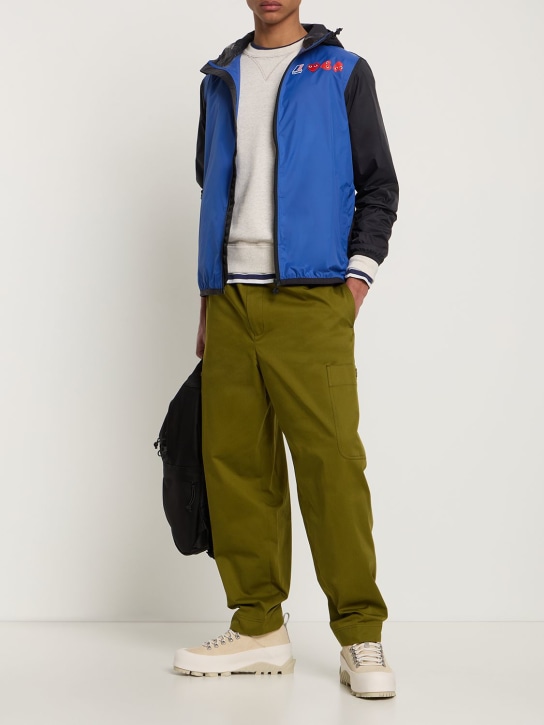 Comme des Garçons Play: Logo hooded bicolor full zip jacket - Mavi/Siyah - men_1 | Luisa Via Roma