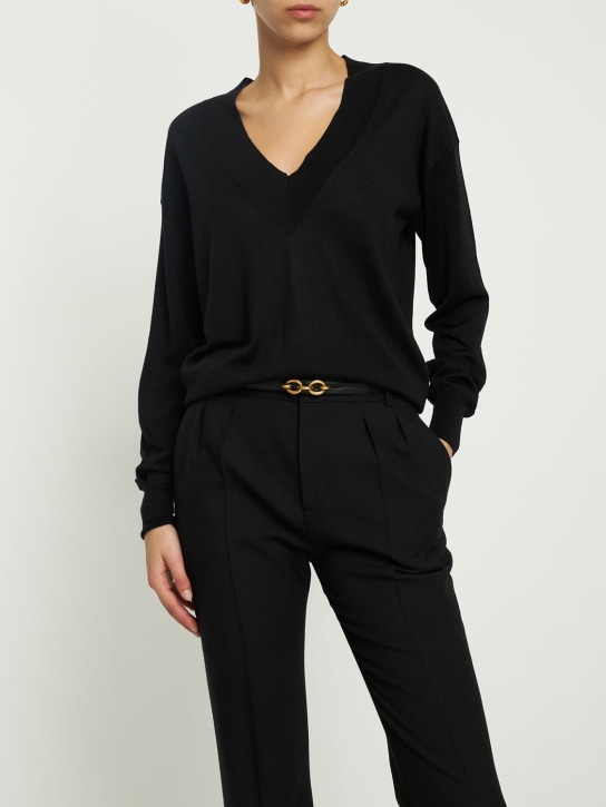 Annagreta: Benedetta wool & silk fine knit sweater - Black - women_1 | Luisa Via Roma
