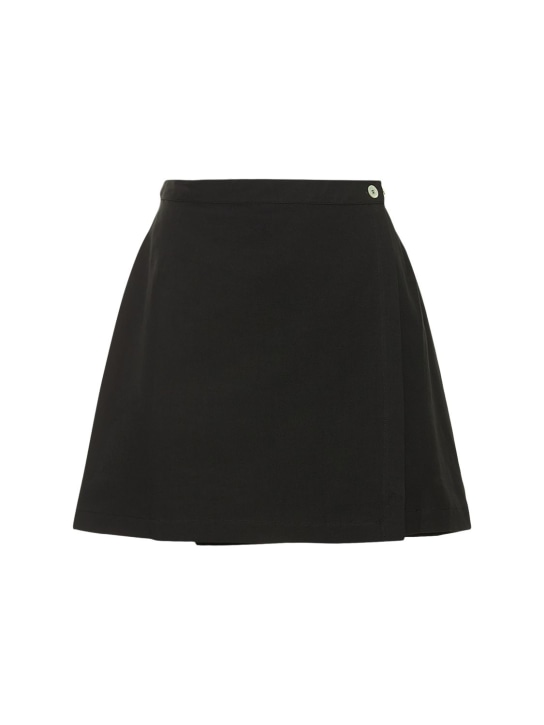 Lido: 亚麻&棉围裹式迷你短裙 - 黑色 - women_0 | Luisa Via Roma