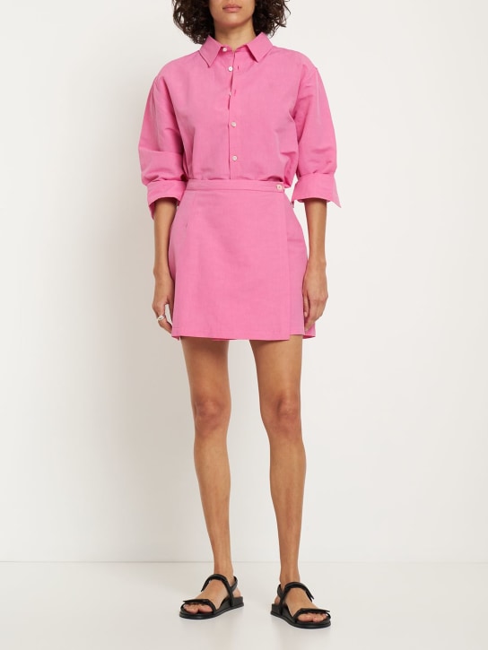 Lido: Jupe portefeuille en lin et coton - Rose - women_1 | Luisa Via Roma