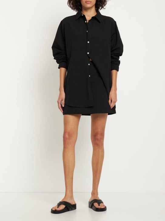 Lido: 亚麻&棉围裹式迷你短裙 - 黑色 - women_1 | Luisa Via Roma