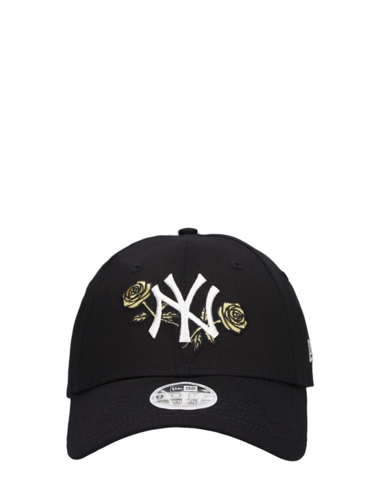 New Era: NY 9Forty金属色花朵刺绣棒球帽 - 黑色/白色 - women_0 | Luisa Via Roma