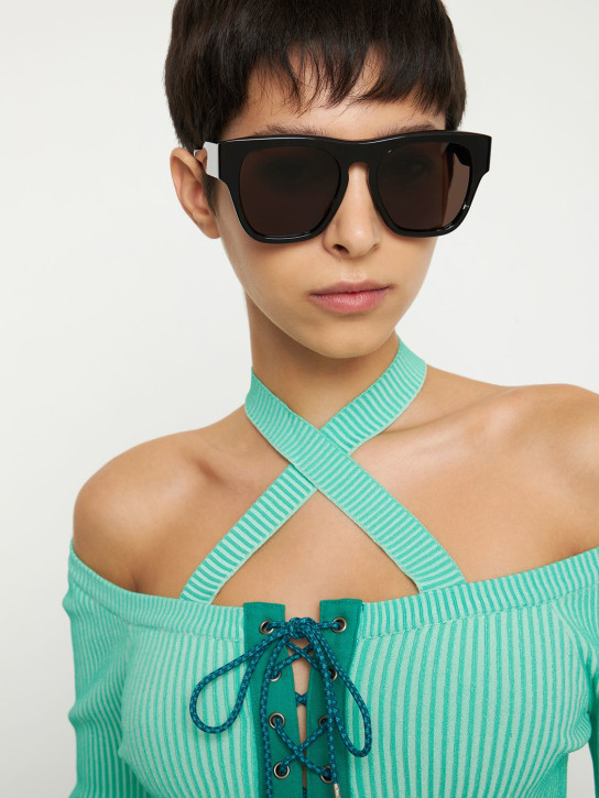 Chloé: Reace squared bio-acetate sunglasses - Siyah/Kahverengi - women_1 | Luisa Via Roma