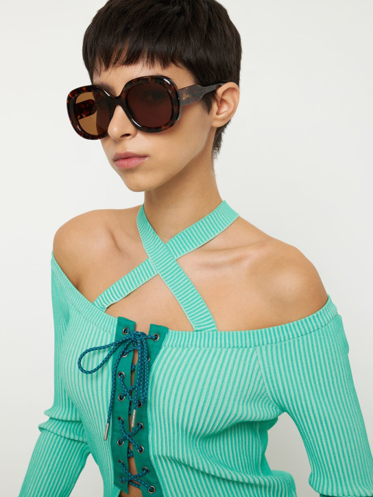Chloé: Reace round bio-acetate sunglasses - Havana/Brown - women_1 | Luisa Via Roma