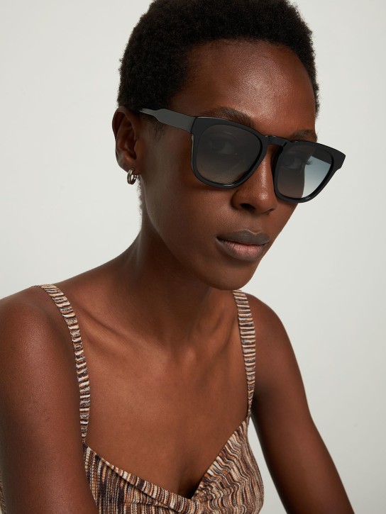 Chloé: Xena squared bio-acetate sunglasses - Siyah/Mavi - women_1 | Luisa Via Roma