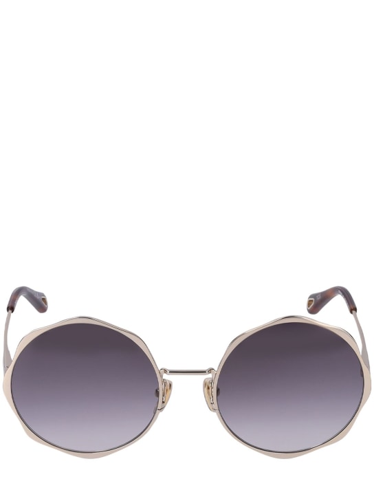 Chloé: Scallop line round metal sunglasses - women_0 | Luisa Via Roma