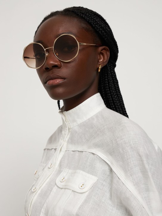 Chloé: Scallop line round metal sunglasses - women_1 | Luisa Via Roma