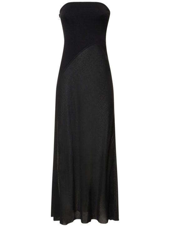 Gabriela Hearst: Midikleid aus Wollstrick und Satin „Penna“ - Schwarz - women_0 | Luisa Via Roma