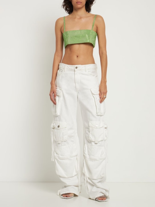 Nué: Crop top Charlotte con decorazioni - Verde - women_1 | Luisa Via Roma
