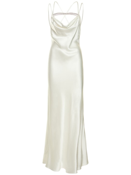 Nué: Robe longue en satin embelli - Blanc - women_0 | Luisa Via Roma