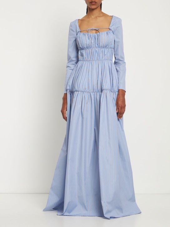 Rosie Assoulin: Kleid aus Baumwollpopeline mit Rüschen - Hellblau - women_1 | Luisa Via Roma
