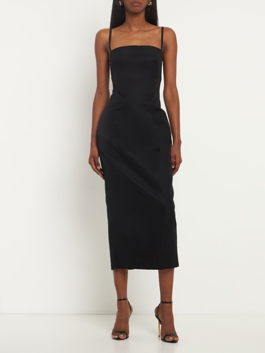 Rosie Assoulin: Robe midi en faille avec inserts en tulle - Noir - women_1 | Luisa Via Roma