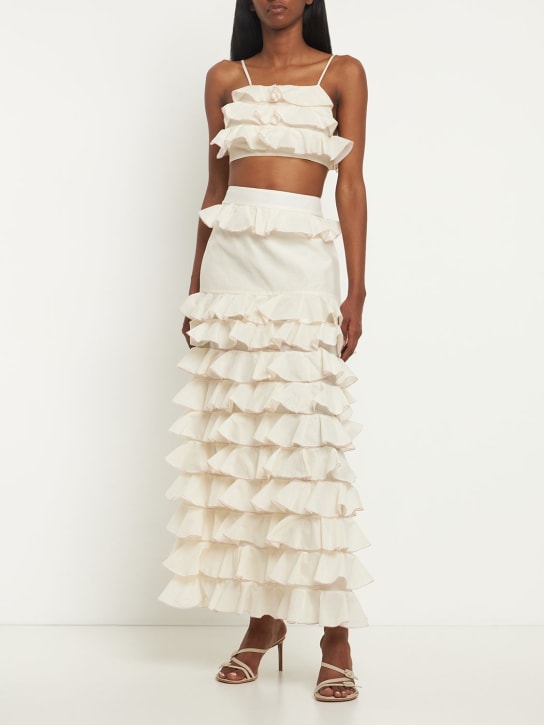 Rosie Assoulin: KURZES OBERTEIL AUS SEIDEN/BAUMWOLLPOPELINE - Elfenbein - women_1 | Luisa Via Roma