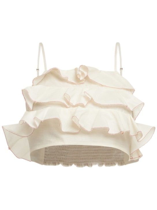 Rosie Assoulin: KURZES OBERTEIL AUS SEIDEN/BAUMWOLLPOPELINE - Elfenbein - women_0 | Luisa Via Roma