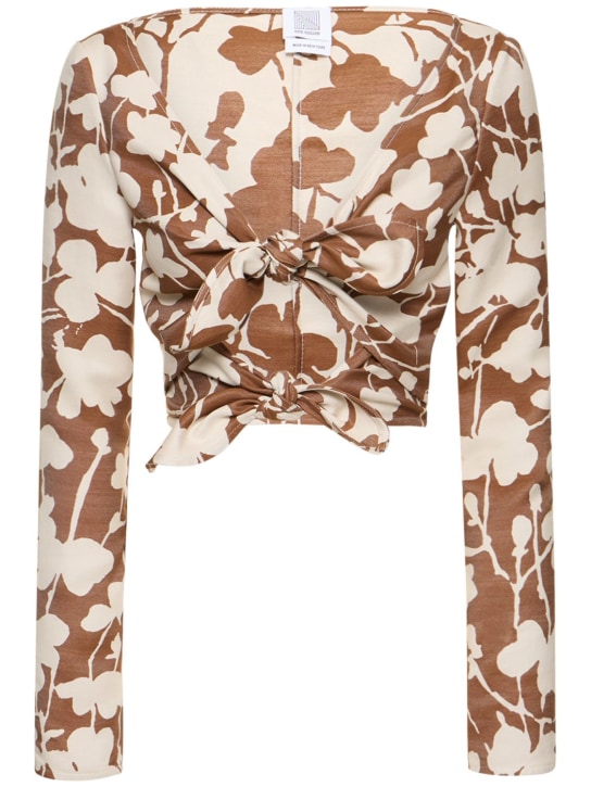 Rosie Assoulin: Crop-Top aus Twill mit Druck - Bunt - women_0 | Luisa Via Roma