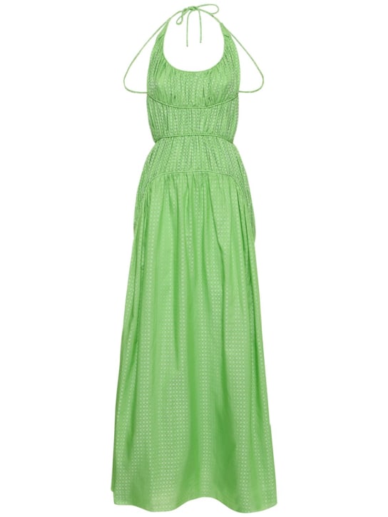 Rosie Assoulin: Vestido largo de seda drapeada jacquard - Verde - women_0 | Luisa Via Roma