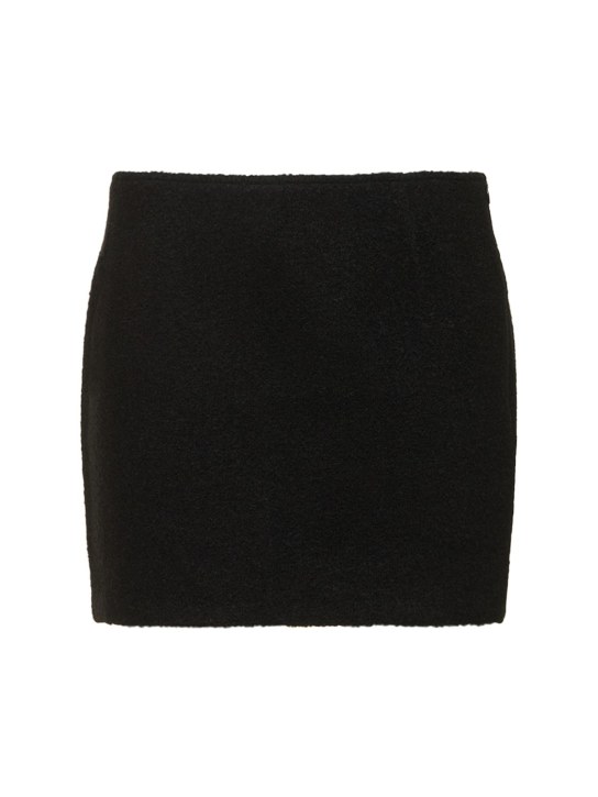 Designers Remix: Jupe-short en laine mélangée bouclée Alaska - Noir - women_0 | Luisa Via Roma