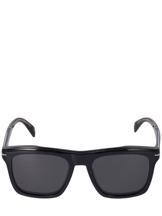 DB Eyewear by David Beckham: DB squared acetate clip-on sunglasses - Siyah/Gri - men_0 | Luisa Via Roma