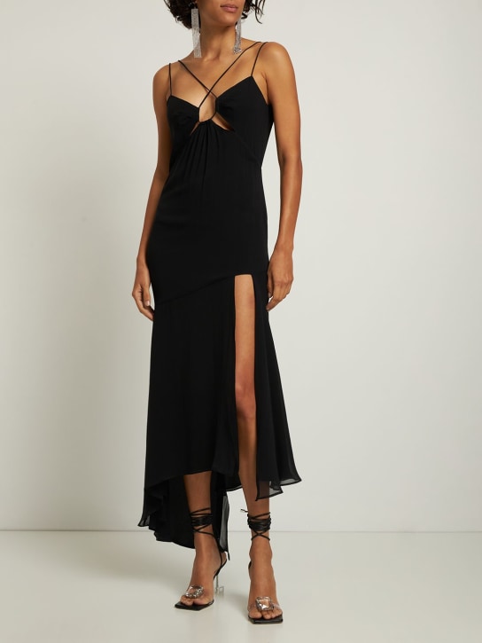 The Andamane: Layla stretch silk georgette midi dress - Black - women_1 | Luisa Via Roma