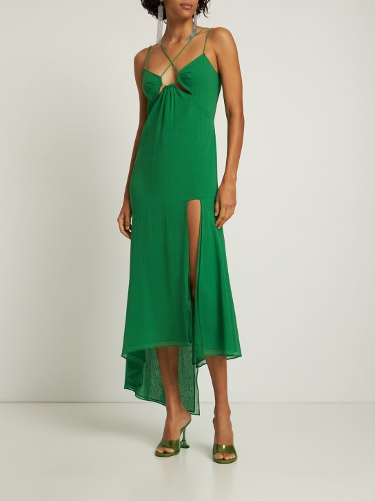 The Andamane: Layla stretch silk georgette midi dress - Green - women_1 | Luisa Via Roma