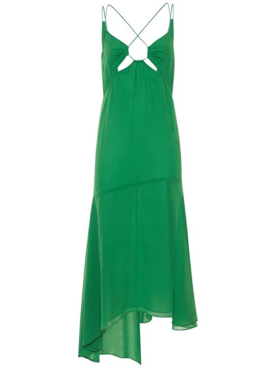 The Andamane: Layla stretch silk georgette midi dress - Green - women_0 | Luisa Via Roma