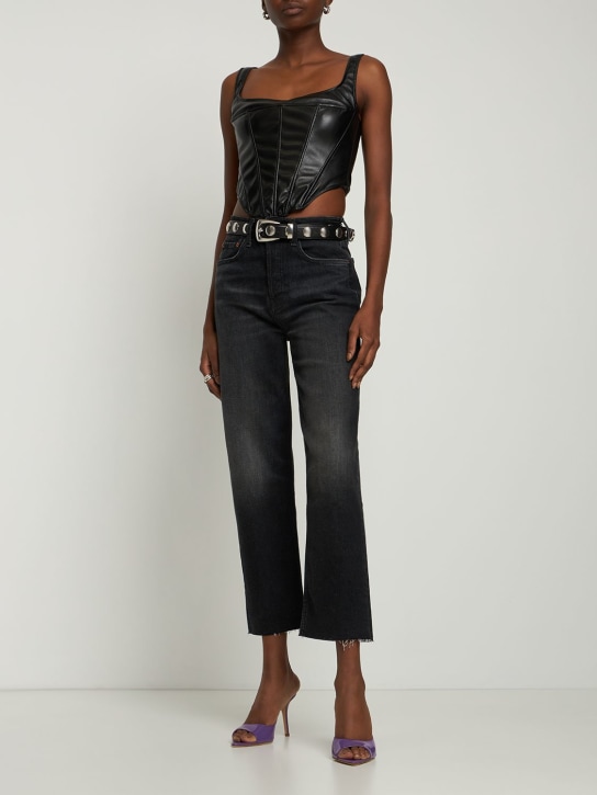 The Andamane: Larissa faux leather corset top - Black - women_1 | Luisa Via Roma