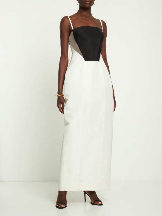Rosie Assoulin: Kleid asu Seidenmikado - Weiß/Schwarz - women_1 | Luisa Via Roma