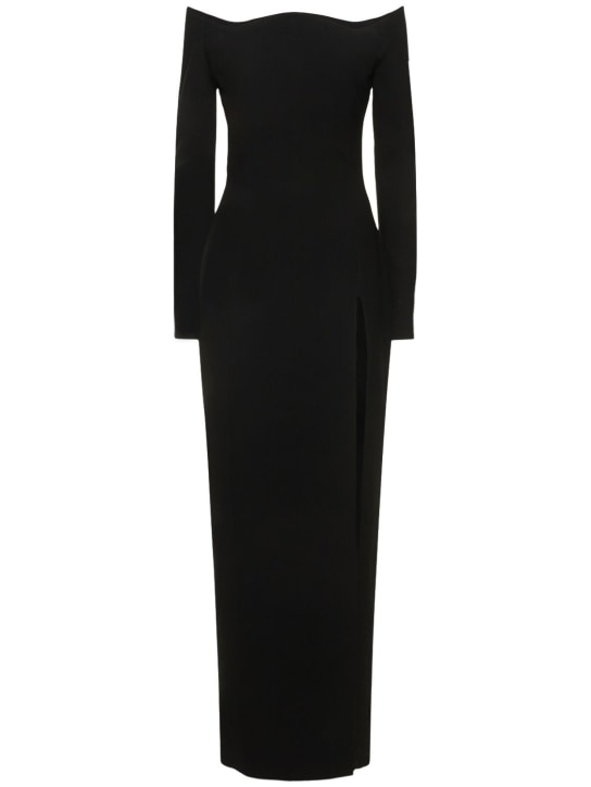 Mônot: Long crepe dress w/ wavy neckline - Black - women_0 | Luisa Via Roma