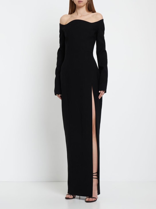 Mônot: Long crepe dress w/ wavy neckline - women_1 | Luisa Via Roma