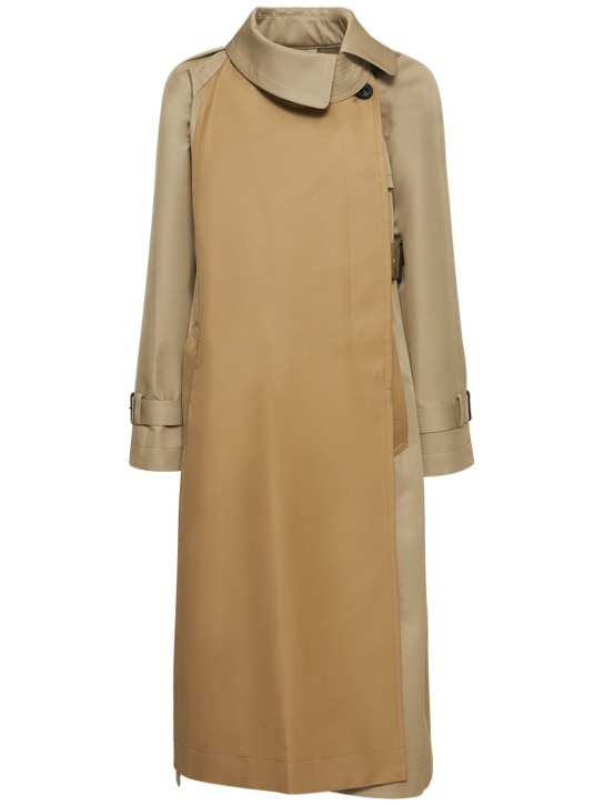 Cotton gabardine open side trench coat - Thumbnail 1