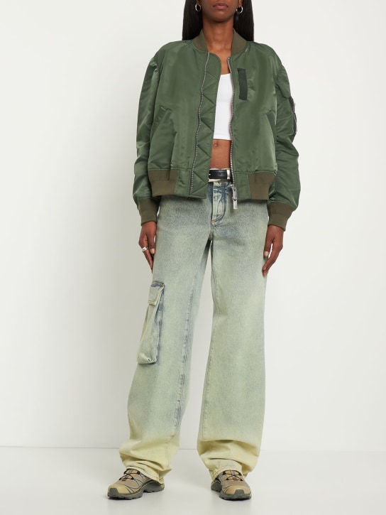 Sacai: Zip-up nylon bomber jacket - Khaki - women_1 | Luisa Via Roma