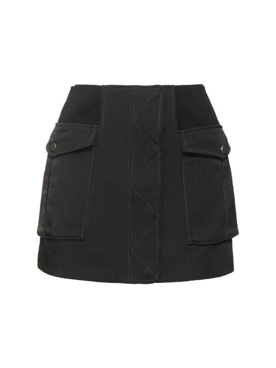 Dion Lee: Nylon twill cargo bomber mini skirt - Black - women_0 | Luisa Via Roma