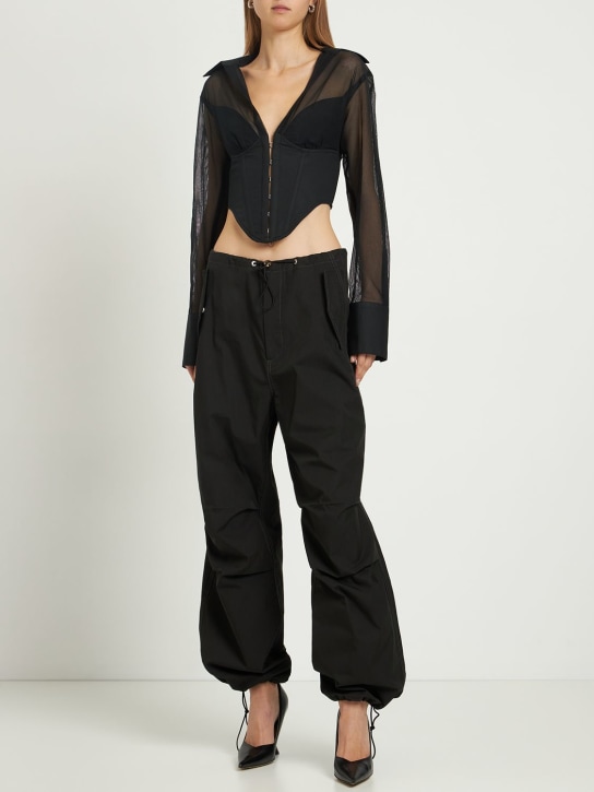 Dion Lee: Cotton corset & tulle hybrid shirt - Black - women_1 | Luisa Via Roma