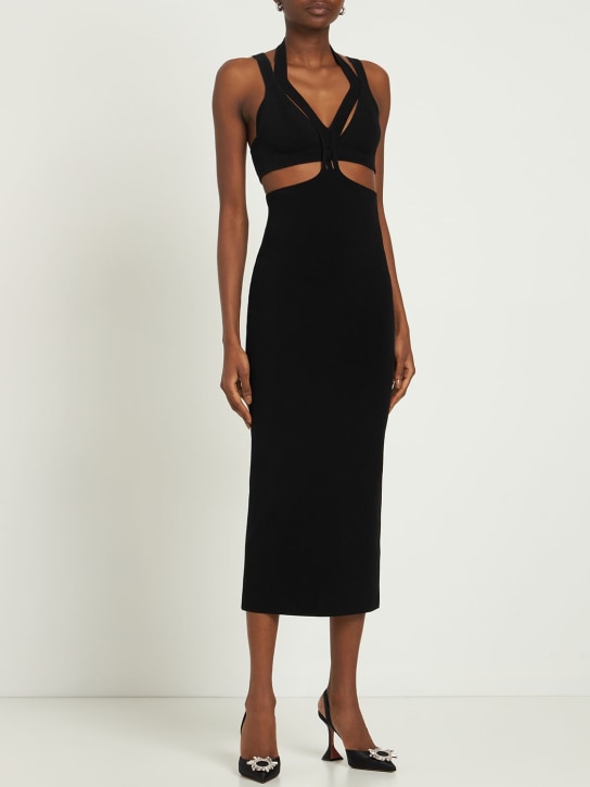 Dion Lee: Rib knit interlink crossed midi dress - Black - women_1 | Luisa Via Roma