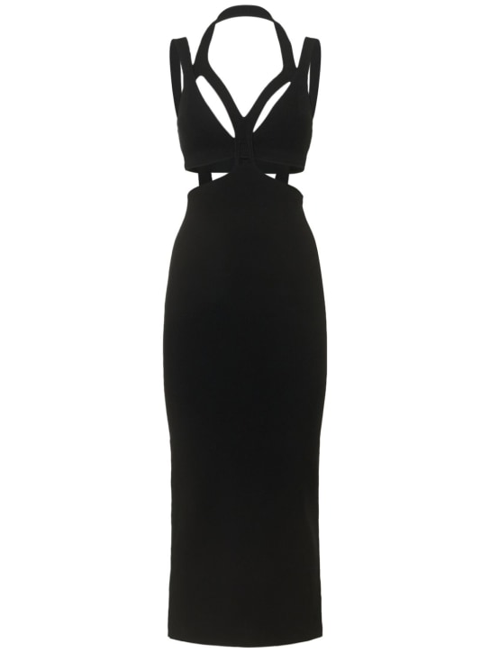 Dion Lee: Rib knit interlink crossed midi dress - Black - women_0 | Luisa Via Roma