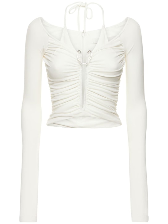 Dion Lee: Draped viscose jersey wired halter top - Ivory - women_0 | Luisa Via Roma