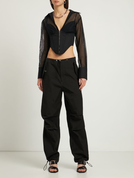 Dion Lee: Cotton twill parachute cargo pants - Black - women_1 | Luisa Via Roma