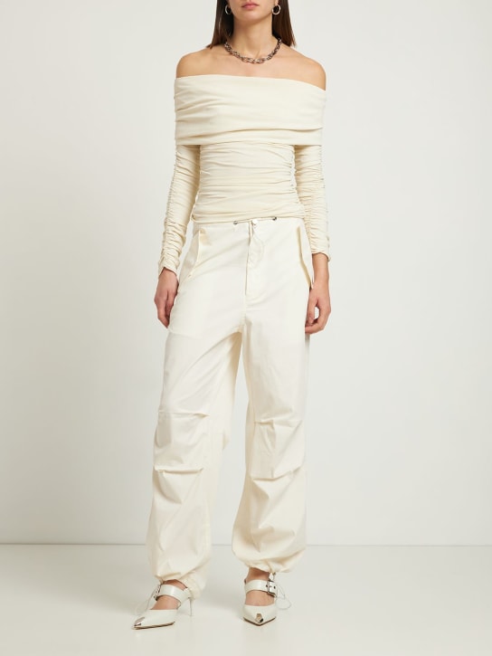 Dion Lee: Cotton twill parachute cargo pants - Ivory - women_1 | Luisa Via Roma