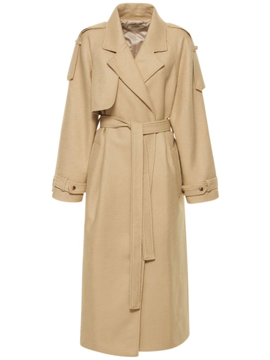 The Frankie Shop: Suzanne boiled wool trench coat - women_0 | Luisa Via Roma