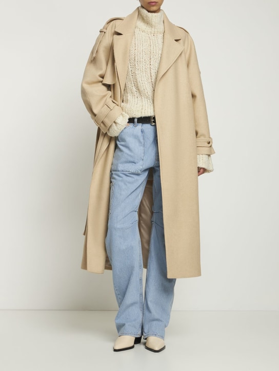 The Frankie Shop: Suzanne boiled wool trench coat - women_1 | Luisa Via Roma