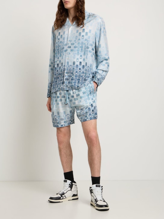 Amiri: Gradient Tape silk pajama shorts - Blue - men_1 | Luisa Via Roma