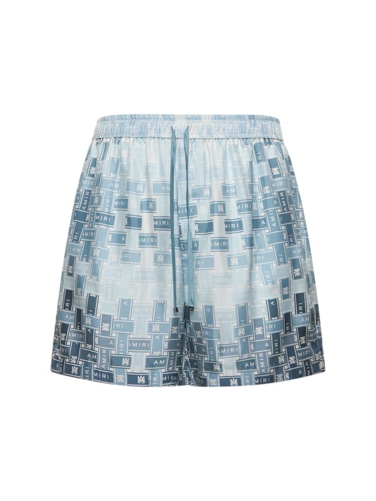 Amiri: Shorts de pijama de seda - Azul - men_0 | Luisa Via Roma