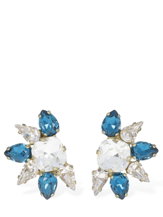 Yun Yun Sun: LVR Exclusive Kairi crystal earrings - Blue/Clear - women_0 | Luisa Via Roma
