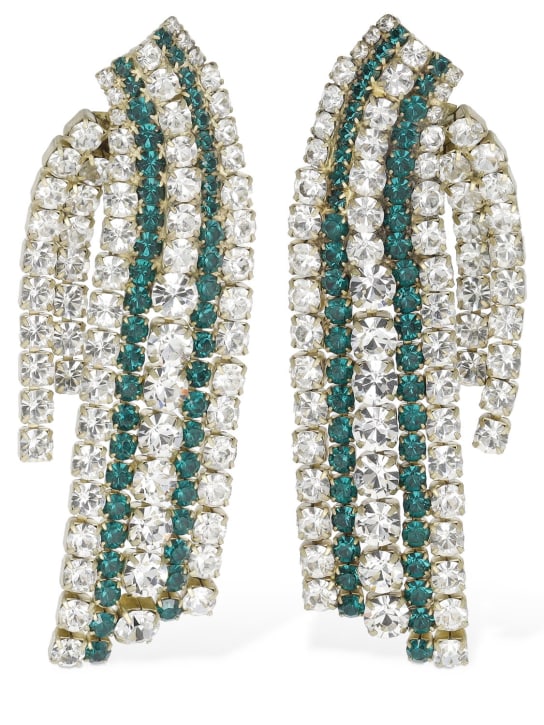 Yun Yun Sun: LVR Exclusive Wendy crystal earrings - Clear/Green - women_0 | Luisa Via Roma