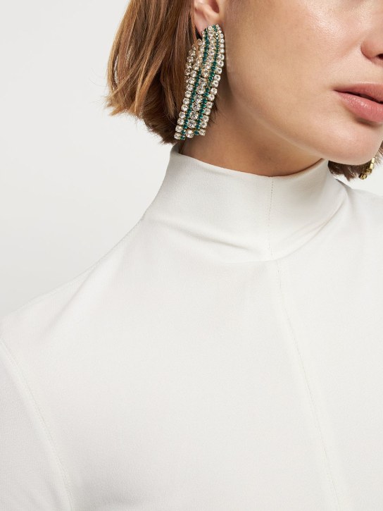 Yun Yun Sun: LVR Exclusive Wendy crystal earrings - Clear/Green - women_1 | Luisa Via Roma