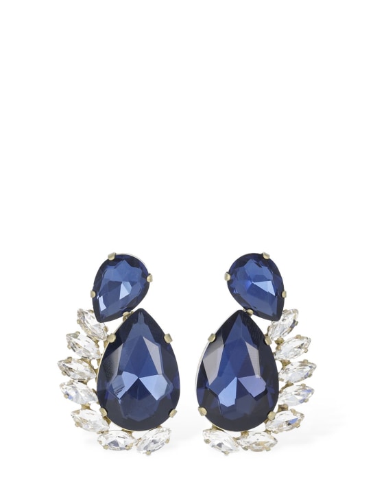 Yun Yun Sun: LVR Exclusive Elena crystal earrings - Clear/Blue - women_0 | Luisa Via Roma