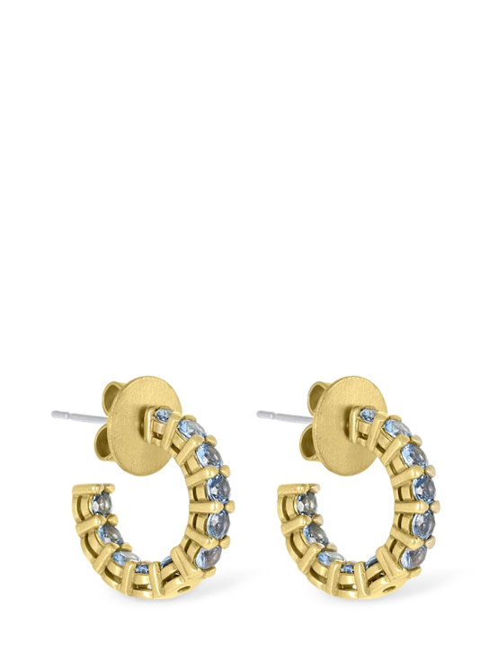 Yun Yun Sun: LVR Exclusive Tinkers crystal earrings - Gold/Blue - women_0 | Luisa Via Roma